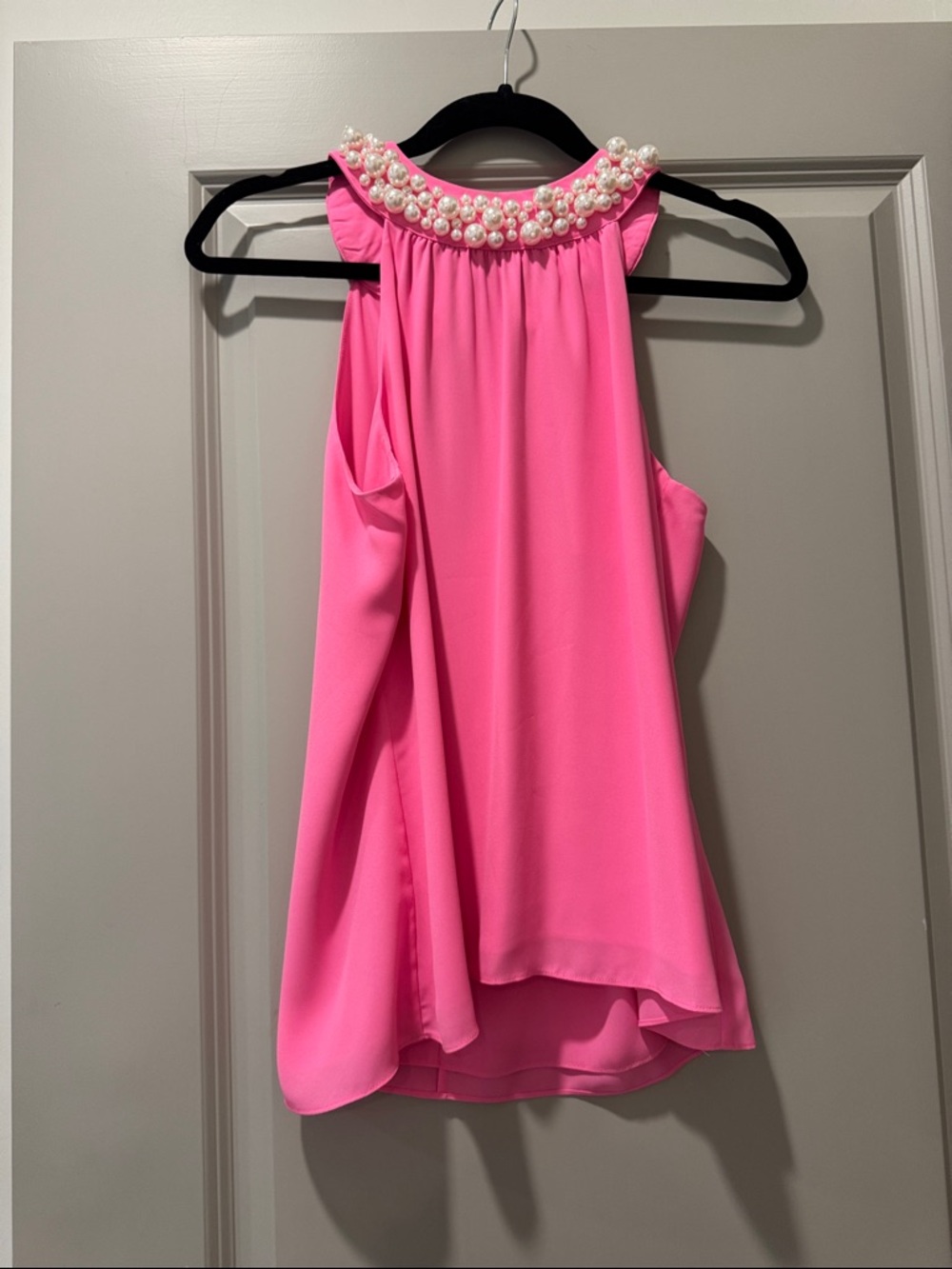 Lilly Pulitzer Hot Pink Pearl-Embellished Sleeveless Blouse